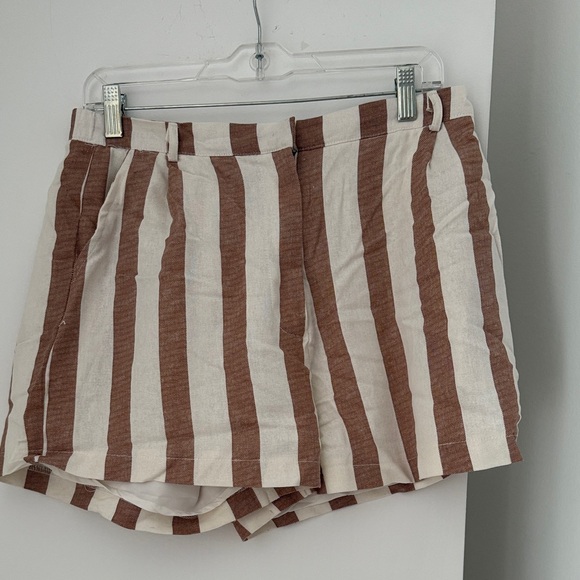 Cream and Brown Striped Button Vest and short set - Picture 4 of 7